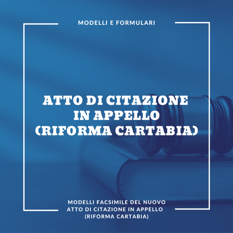 Atto Di Citazione In Appello Riforma Cartabia Modello Fac Simile