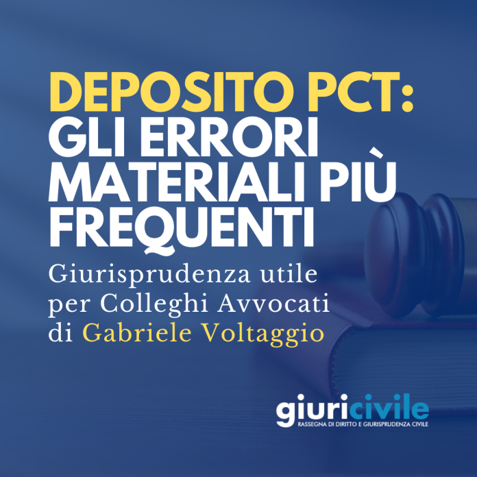 deposito PCT gli errori materiali più frequenti giurisprudenza