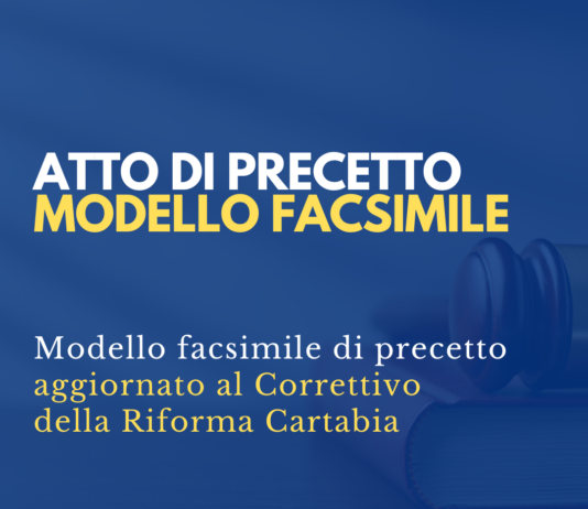 atto di precetto correttivo riforma cartabia modello facsimile