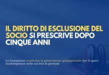 Il diritto di esclusione del socio si prescrive dopo cinque anni