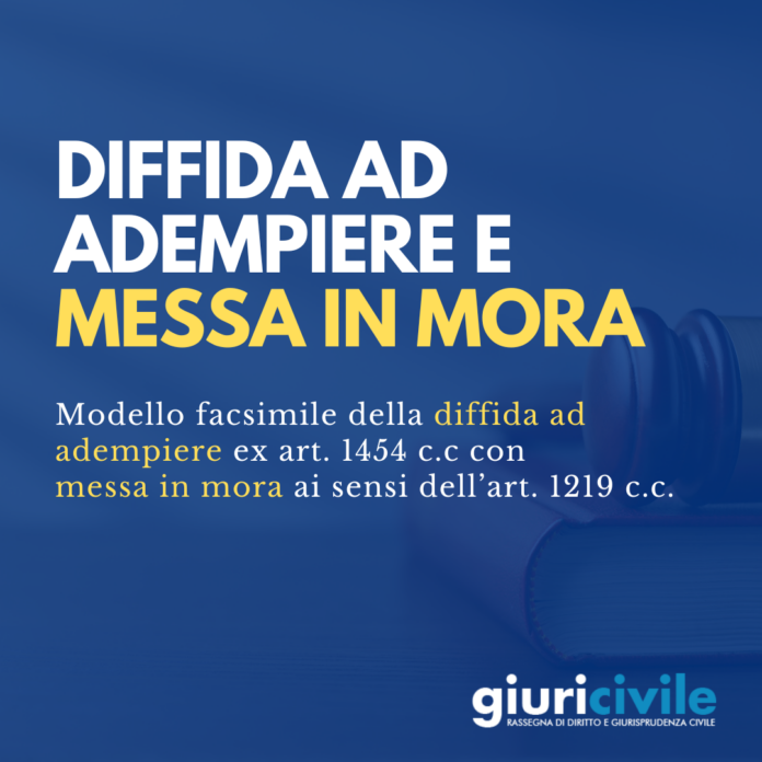 diffida ad adempiere e messa in mora modello fac-simile pdf